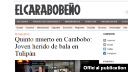 La noticia de la muerte de Argenis en "El Carabobeño".