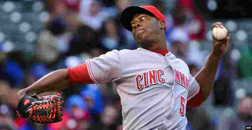 El lanzador zurdo de los Rojos, Aroldis Chapman.