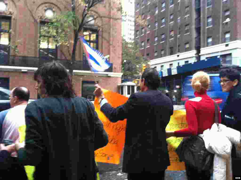 Protesta en New York por la libertad de Sonia Garro/ Cortesía de Carmen María Rodríguez